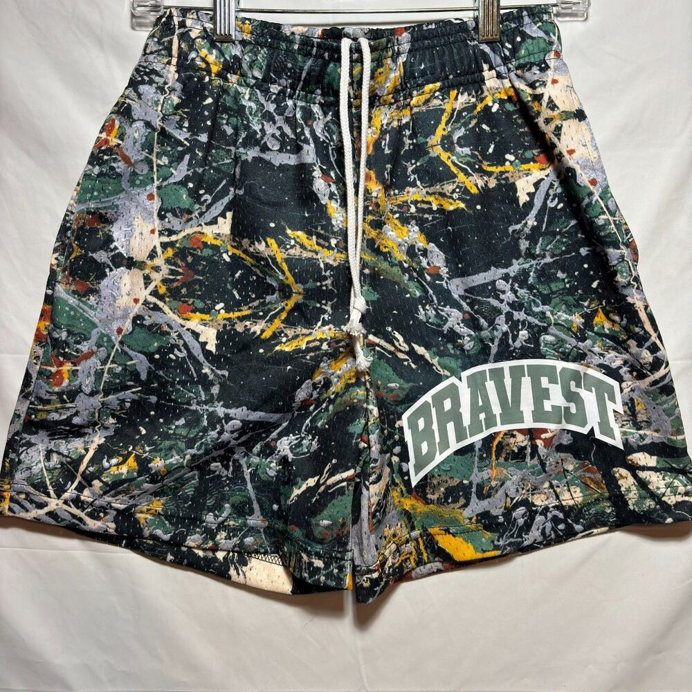 Bravest Studios Paint Splatter Mesh Shorts Small Deadstock Abstract Streetwear